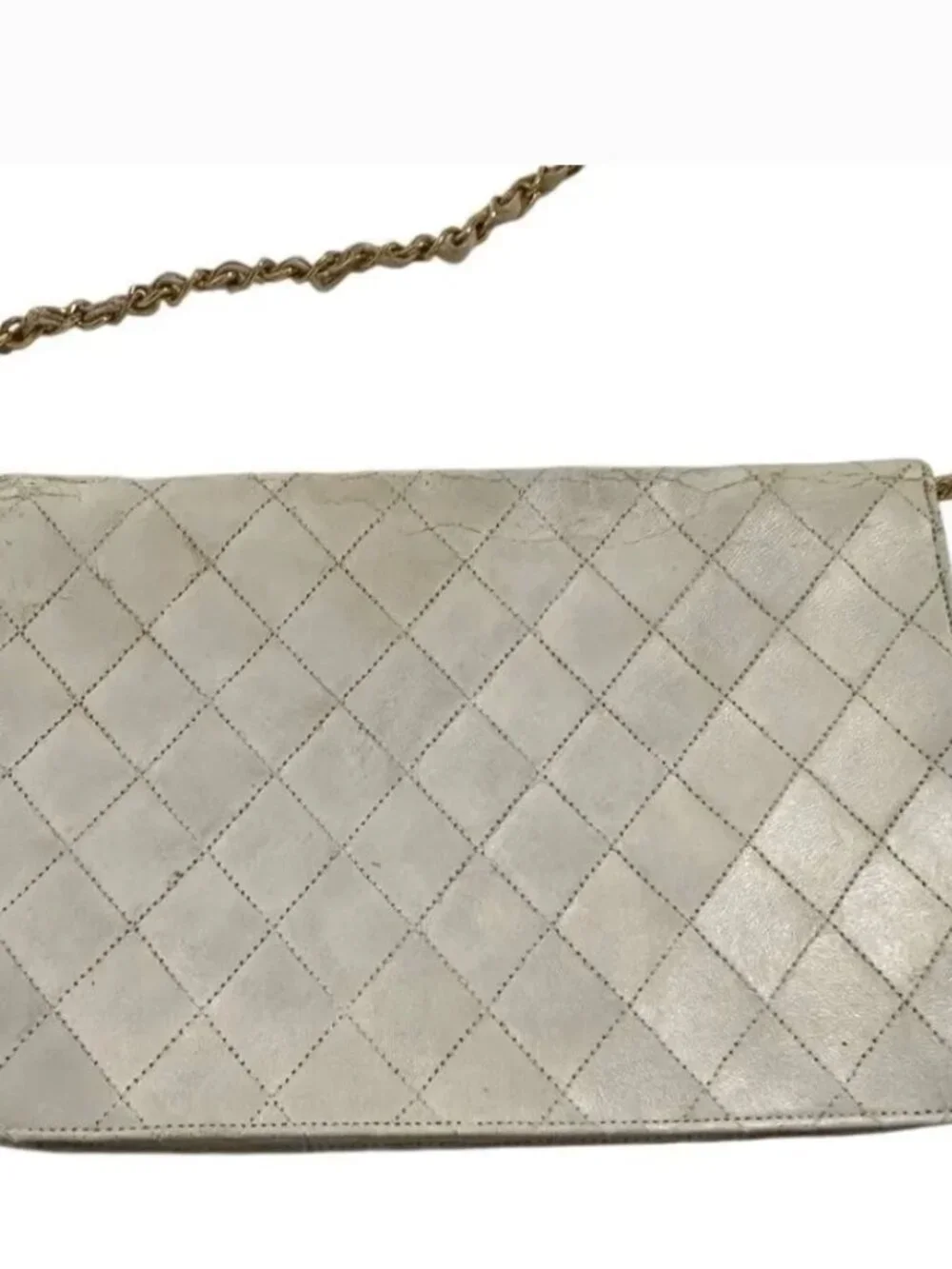 💯 Authentic Chanel Beige Quilted Shoulder Bag with Gold Chain w COA